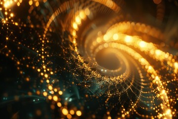 Poster - Spiral of golden lights in a dimly lit room, providing warm ambiance