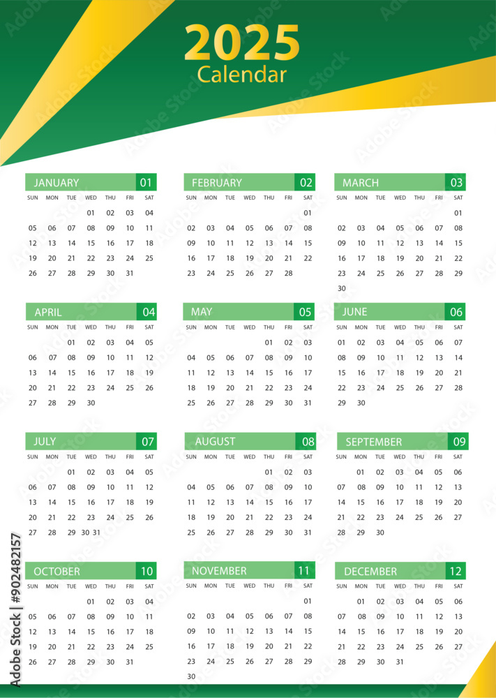 Calendar Template Design 2025