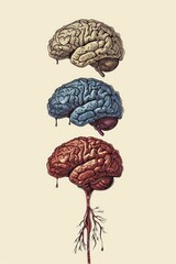 Poster - Illustration of a human brain and a tree trunk connected