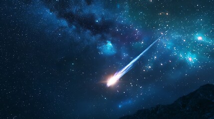 Wall Mural - bright shooting star streaks across the night sky, illuminating the vast expanse of the milky way ga