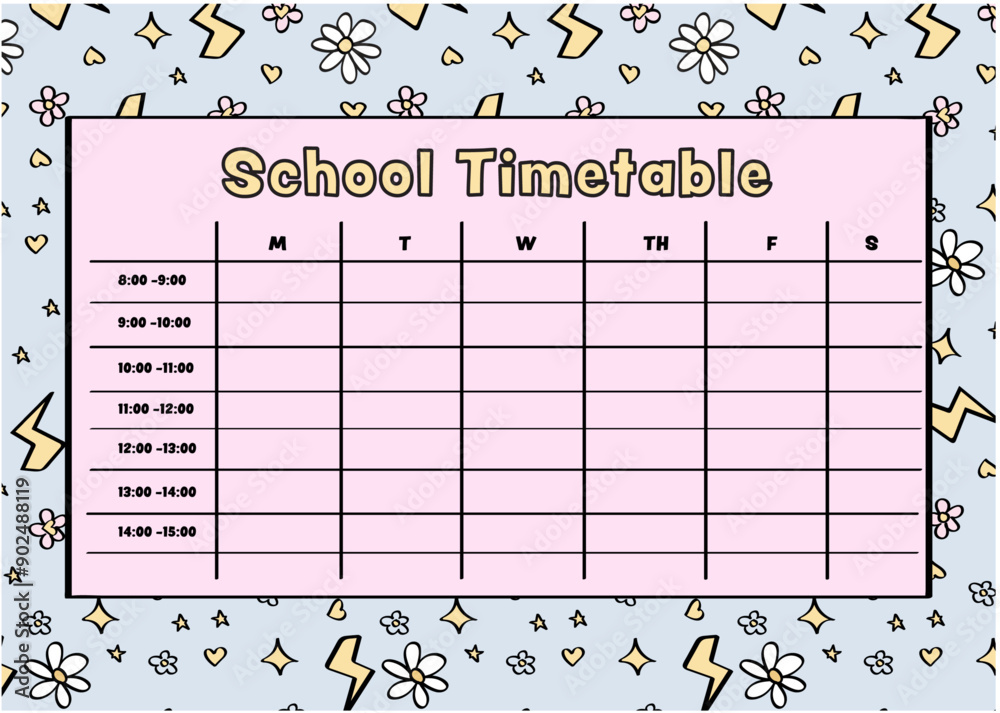 School timetable for daily and weekly planning with Boho rainbows and ...