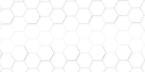 Fototapete - 3d hexagonal structure futuristic white background and embossed hexagon abstract with hexagon background. honeycomb hexagonal background. Hexagon shape, white, shiny gray. hexagon pattern shape.
