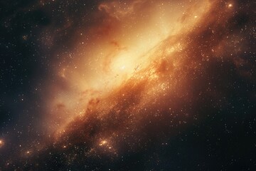Poster - A large galaxy with a bright star shining brightly in the background
