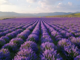 Canvas Print - Serene Lavender Field in Full Bloom with Vibrant Purple Flowers Stretching to the Horizon