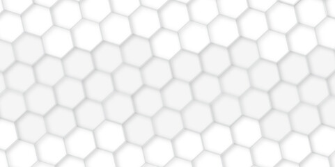 Fototapete - 3d hexagonal structure futuristic white background and embossed hexagon abstract with hexagon background. honeycomb hexagonal background. Hexagon shape, white, shiny gray. hexagon pattern shape.
