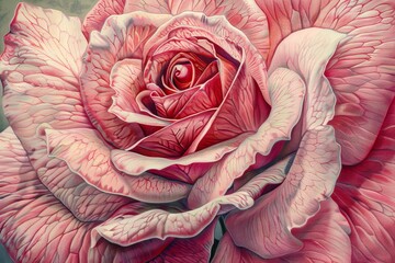 Wall Mural - Rose Flower Botanical Illustration, Roses Flowers, Rose Drawing