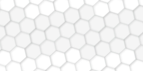 Fototapete - 3d hexagonal structure futuristic white background and embossed hexagon abstract with hexagon background. honeycomb hexagonal background. Hexagon shape, white, shiny gray. hexagon pattern shape.
