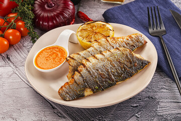 Poster - Grilled seabass fillet with lemon