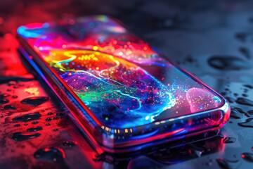 Aufkleber - A cell phone with vibrant lights