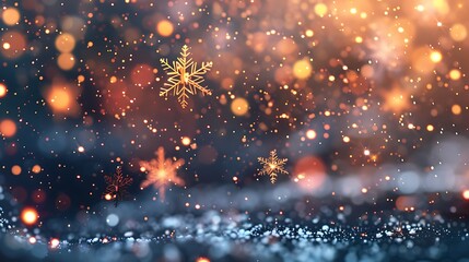 Poster - Beautiful winter wonderland scene with sparkling snowflakes and warm lights, perfect for holiday celebrations.