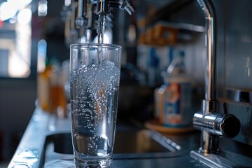 Aufkleber - A clear glass filled with water placed on a countertop