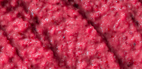 Wall Mural - Berry yoghurt ice cream. Smoothies from fresh fruits and berries. Ice cream texture. Delicious sweet dessert close-up as a background.