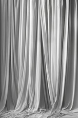 Poster - A simple black and white photograph of a curtain