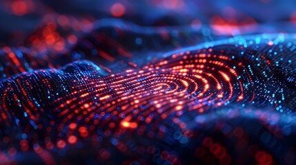 Poster - Glowing Digital Fingerprint Symbolizing Biometric Security in Cyber Background