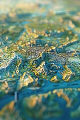 Poster - A detailed view of a city's streets and landmarks from a map