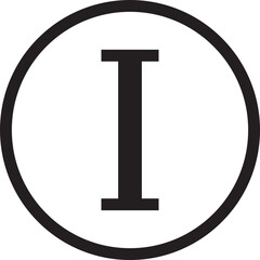 Fototapete - Roman numeral icon. Roman numerical number 1 type one in alphabet letter logo mark iconic design illustration for calendar number or any count isolated on transparent background. Math symbol.