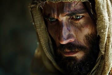 Poster - A close-up shot of a bearded man's face