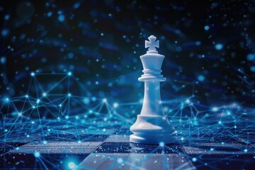 Poster - A single white chess piece on a traditional chess board