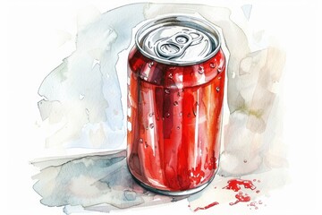 Poster - A watercolor painting of a can of soda
