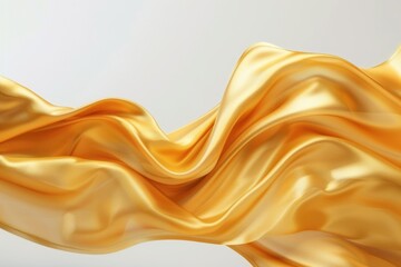 Poster - A close-up shot of luxurious gold fabric against a clean white background, perfect for fashion, textiles, or jewelry displays