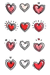 Wall Mural - Illustration of hand-drawn hearts on paper, great for romantic or celebratory uses