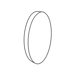 Poster - The outline of a large ellipse symbol is made with black lines. 3D view of the object in perspective. Vector illustration on white background