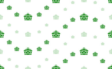 Poster - Seamless pattern of large and small green treasure chest symbols. The elements are arranged in a wavy. Illustration on light green background