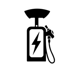 Poster - A large electric charging station symbol in the center. Isolated black symbol. Illustration on transparent background