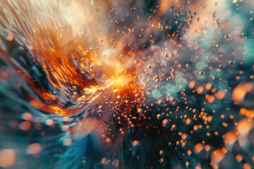 Aufkleber - A blurred close-up view of a fiery flame, great for use in abstract backgrounds or as a symbol of passion