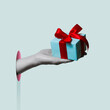© svetazi - The hand presents a gift. Art collage.