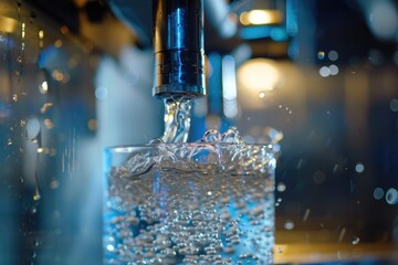 Poster - A clear glass filled with water sits atop a counter, perfect for still life photography or product placement