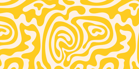 Leinwandbilder - Abstract horizontal background with yellow waves. Vector seamless summer pattern with liquid texture