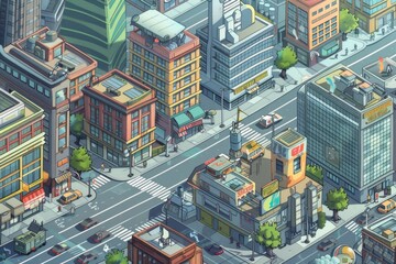 Poster - Aerial view of a bustling metropolis with many high-rise buildings
