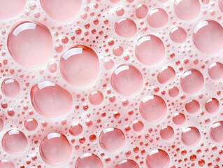 Sticker - abstract pink bubbles background texture - close-up macro of foamy liquid with air bubbles - soft, gentle and elegant design - perfect for cosmetics