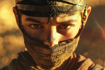 Poster - A close-up shot of a person wearing a mask, great for concealing identities or adding mystery to your scene