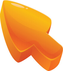 Poster - Cartoon arrow pointing to the right in a glossy orange finish for use in web design, mobile applications, and print media