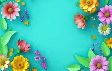 Poster - Colorful Floral Background with Space for Text