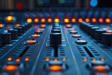 Aufkleber - A close-up shot of a sound board with many knobs, ideal for use in audio-related contexts