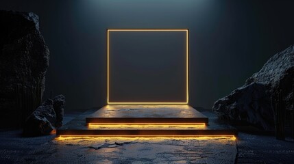 Aufkleber - A dimly lit room with stairs leading up to a bright light, great for use in scenes of hope and renewal