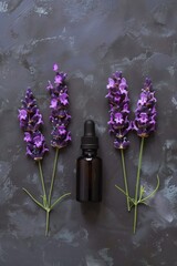 Wall Mural - Lavender extract in small bottle, Generative AI,