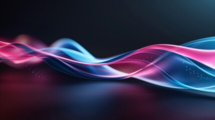 Poster - Neon 3D music waves on a black background, 3D background music, vibrant and immersive.