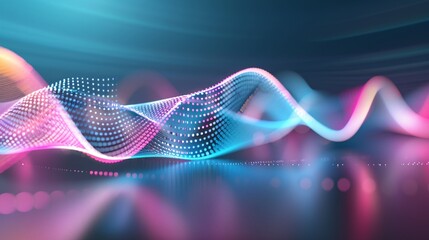 Poster - abstract 3d soundwave landscape with vibrant colors, 3d background music, dynamic and unique.