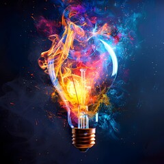 Canvas Print - Bursting with Creative Ideas Explosive Lightbulb Symbolizes Brainstorming and Innovation