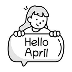 Poster - A doodle style icon of april message 

