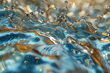 Poster - Close up shot of the blue water surface with ripples and texture, suitable for use in illustrations or design elements