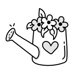 Sticker - A hand drawn icon of watering flowers 

