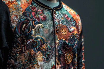 A close-up shot of a person wearing a vibrant and eye-catching jacket