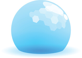 Aufkleber - Blue sphere showing hexagonal shapes reflecting light on white background