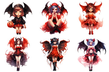 Six Adorable Anime Girls Dressed as Halloween Demons