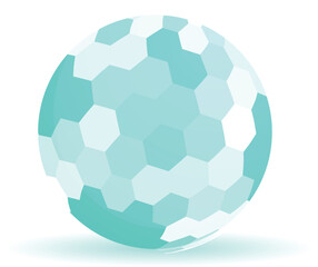 Aufkleber - Abstract 3d sphere composed of hexagons is slowly rotating on white background